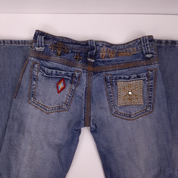 Western Denim Bank Jeans Embroidered 100% Cotton Size 27 - Picture 5 of 10